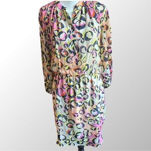 Trina‎ Turk Dress Women’s Size 6 Leopard Animal Print Multi Color 100% Silk